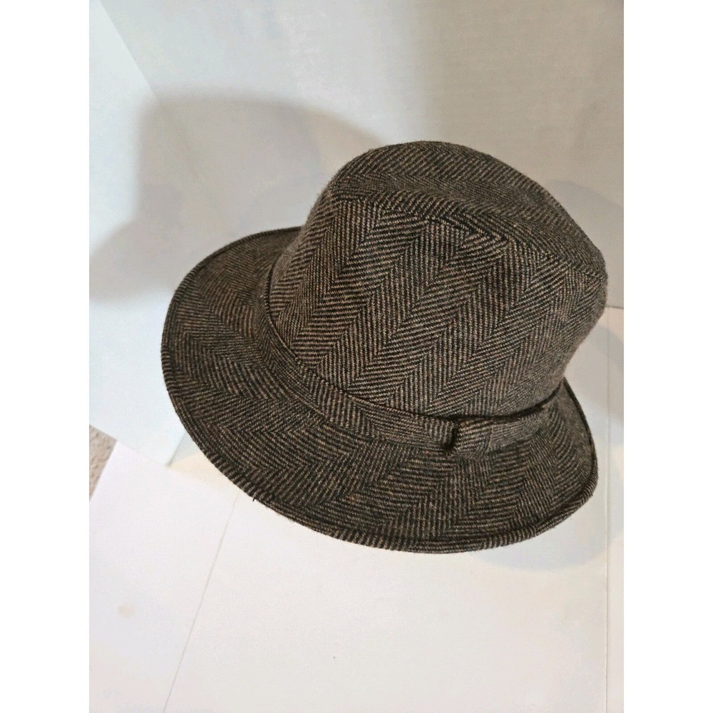 Stetson Fedora Hat Size Lrg Brown Tweed Wool Blend Trilby Player Mens